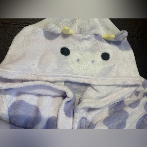 Squishmallows Purple Bubba Cow Bathrobe with Hoodie Girls Size 10 - Picture 3 of 7